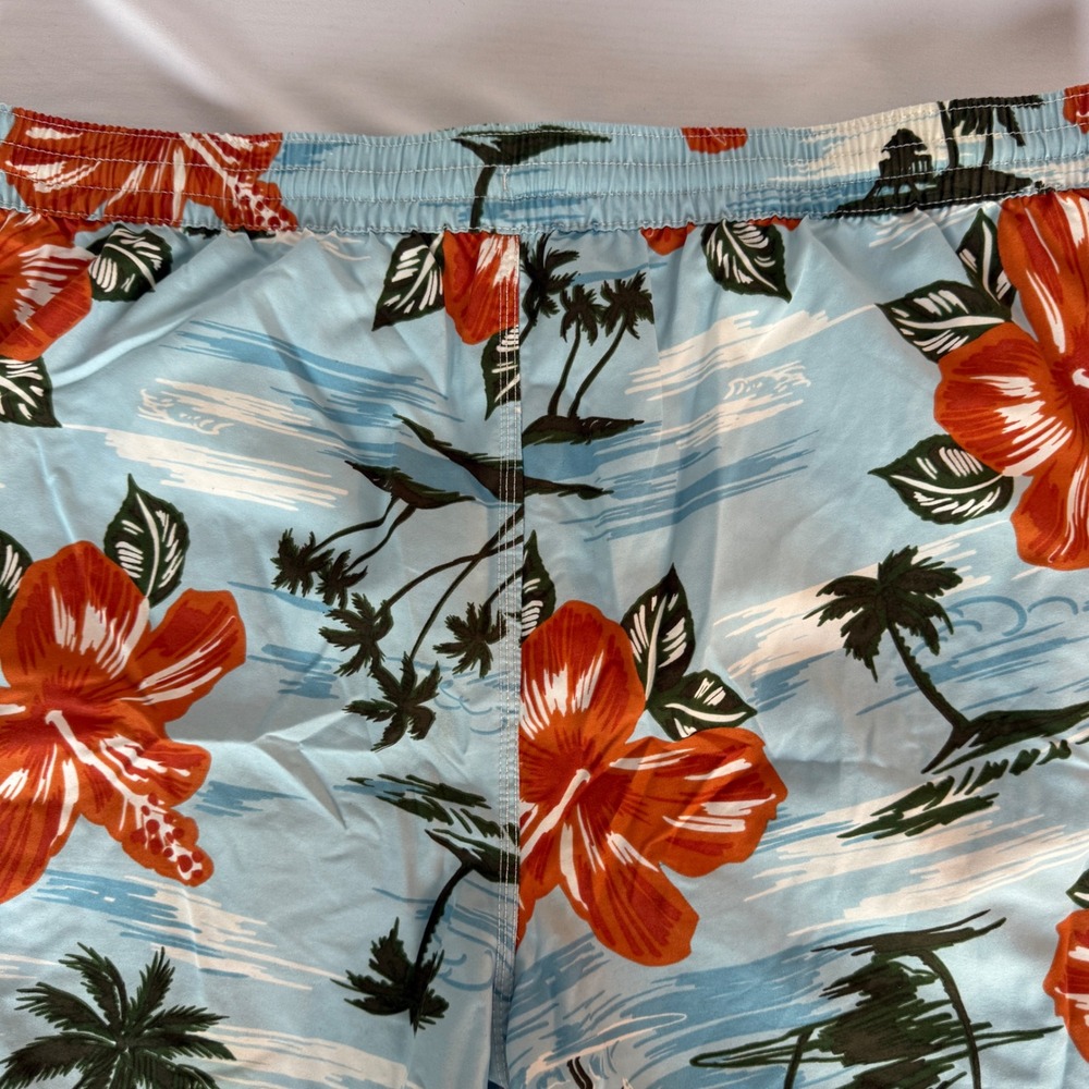 Caribbean Joe Mens XXL Swim Trunks Blue Hibiscus Surfer Cargo Board Shorts - Picture 2 of 9
